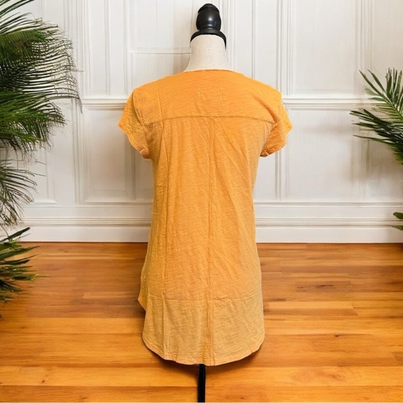 Mododoc Mustard Yellow/Orange V-Neck Short Sleeve Longline Tee – Size S - Picture 3 of 11